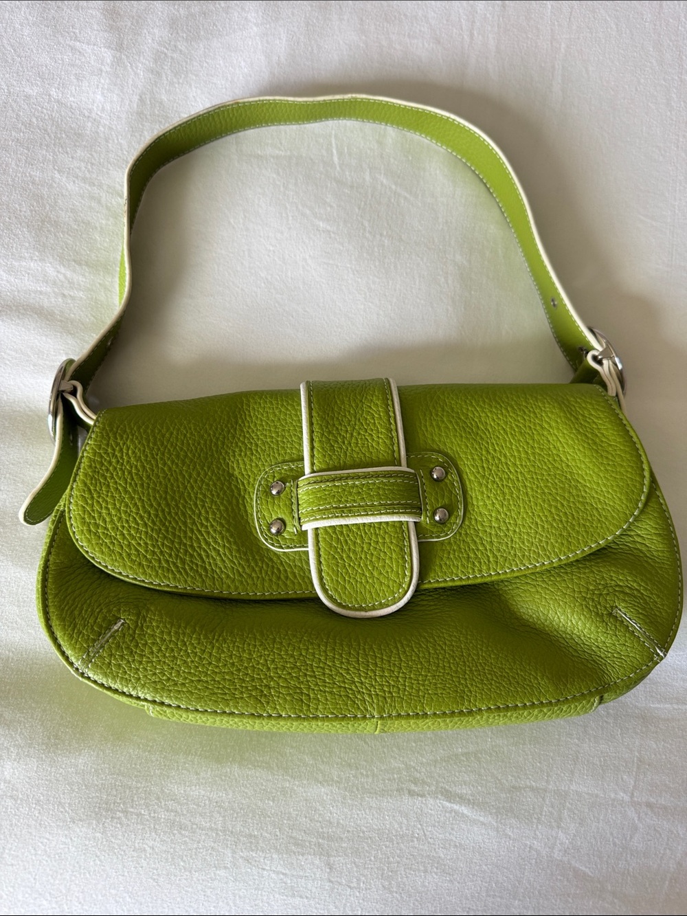 NOWT NEW FRANCO SARTO LEATHER SHOULDER BAG - LIME GREEN - ADJUSTABLE STRAP